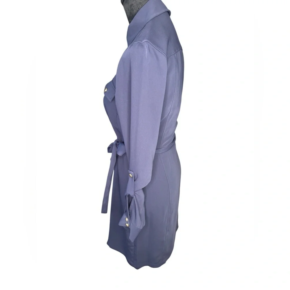 Calvin Klein Blue Cuffed Sleeve Shirt Dress - Picture 3 of 9